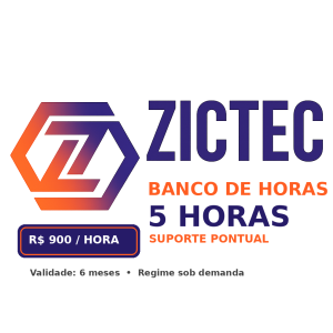 Banco de horas pontual ZICTEC 5 horas suporte técnico