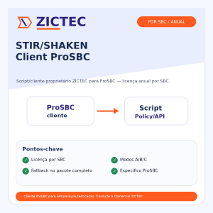 STIR/SHAKEN Client ProSBC ZICTEC — Licença Anual por SBC